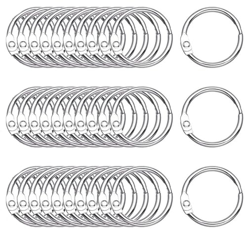 Binderinge, 30 Stück, 25 mm, lose Blätter, Ringe für Karteikarten, Büro, Schule, Zuhause, Papiere, Schlüsselanhänger und Duschvorhang Schulanfang (30 Stück)