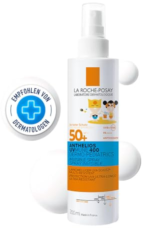 La Roche Posay Spray Invisible para Niños, Protector Solar con SPF50+, Apto para Piel con Tendencia Atópica, Resistente al Agua, Sudor y Arena, Nuevo Anthelios UV-MUNE 400 Dermo-Pediatría, 200 ml