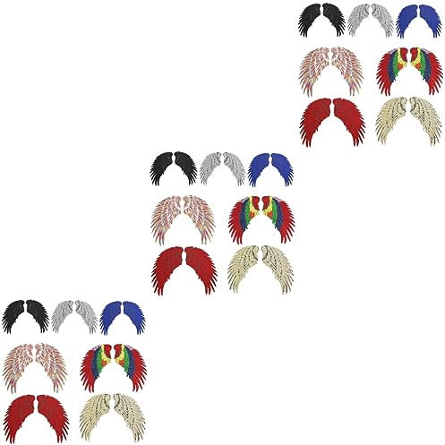 SEWACC 21 Paar Pailletten Flügel Patch Aufkleber Kostümzubehör Kleidung Patch Aufkleber Tuch Zubehör Flügel Kleber Kleidung