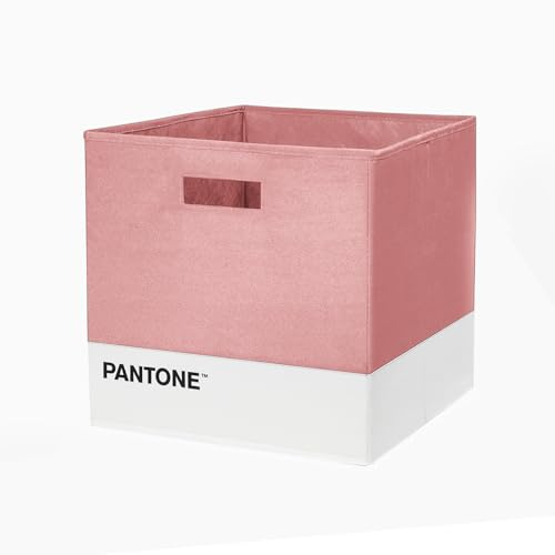 Osama Home Aufbewahrungsbox, Platzsparender Schrank, Zusammenklappbarer Aufbewahrungskorb, Rosa, Polyester und Karton, 32,5 x 32,5 x 32,5 cm