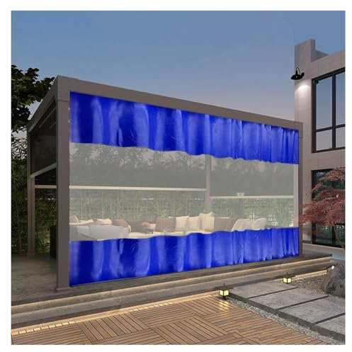 Rygcrud Terrassenplanen Für Draußen Wasserdichter Vorhang, Klar Pergola Winddicht Thermisch Seitenpaneele Mit Ösen, Reißfestes Schattentuch Abdeckung Für Veranda, Garage(Blau,2.8X2.4M/9.2x7.9FT)