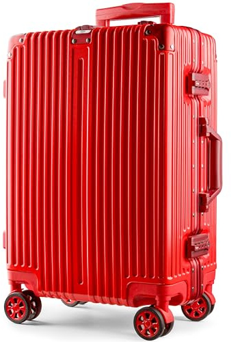 POSH Groß Koffer XL - Hartschale Polycarbonat mit Aluminium Rahmen mit TSA-Schlössern - Reisekoffer 78x52x31 cm - 110L Großes Aufgabegepäck - Inklusive Kofferschutzhülle