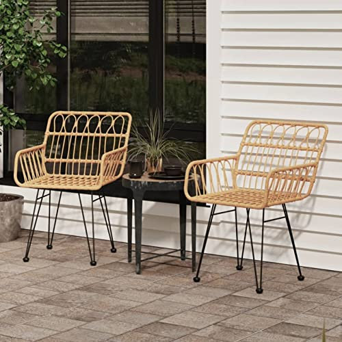 Iiaky Gartenstühle 2 STK. mit Armlehnen GartenstüHle Gartensessel Outdoor Garten StüHle Terassenstuhl 56x64x80 cm PE-Rattan