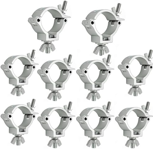 TOOSOAR 10 Stück Traversen Klammern 48-51mm,Aluminium Lichtklemmen,100kg Kapazität,für Bühnenlicht Scheinwerfer Moving Head Beleuchtung