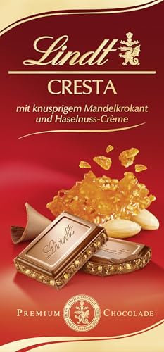 Lindt Schokolade | Cresta Tafel | 100g | Vollmilch-Schokolade mit knusprigem Mandelkrokant und feiner Haselnuss-Crème | Schokoladen-Tafel