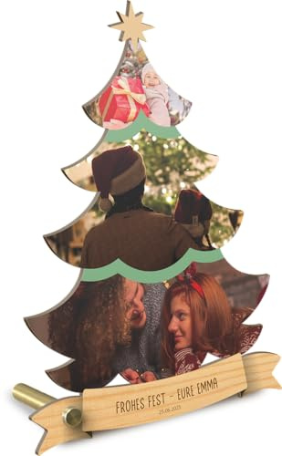 Weihnachtsbaum Geschenk personalisiert - Foto Geschenk Holzbild - Weihnachtsbaum Geschenke, Weihnachtsbaum Geschenk für Männer, Frauen und Kinder, Weihnachtsbaum, Fotomosaik