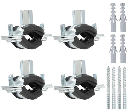 PATIKIL 0.8-0.9/20-24mm Split Ring Pipe Hanger, 4 Pcs Heavy Duty Adjustable Pipe Bracket Clamp Galvanized Iron Wall Ceiling Mount Pipe Strap Support with Screws & Expansion Tube, Black