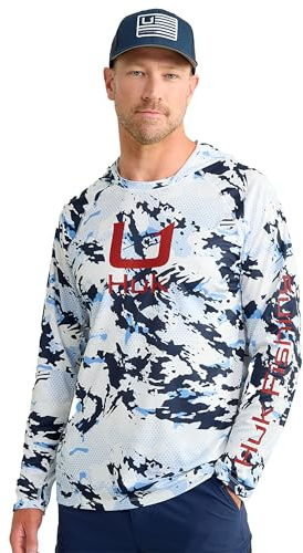 HUK Men's Standard Scott Patterned Pursuit Hoodie, Hooded Fishing Shirt, KC-Naval Academy