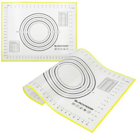 Blackmoor 65429 Silicone Baking Mat with Measuring Guide/Non-Stick, Food-Grade, Reusable, Multi-Purpose Mat for Pizza Dough, Bread, Cookies, Meat, Fish, Veg / 50 x 40 cm