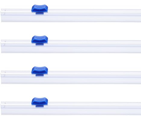 PATIKIL 4pcs Plastic Wrap Cutter, 19in Plastic Wrap Slide Cutter Snap Card Slot Installation Replacement for Aluminum Foil Wax Paper Parchment Paper Wrap Dispenser, Blue