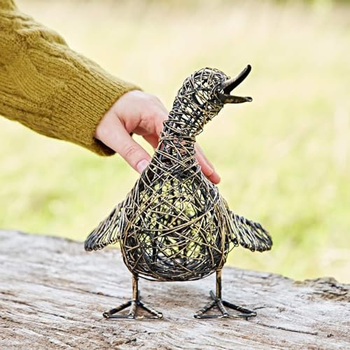 Paper High Janhvi the Small Quacking Duck Wire Garden Ornament - Outdoor Decoration - Metal Sculpture - Garden Statue - Recycled Metal