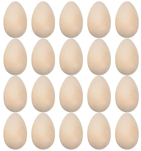 Housoutil 20stücke Unlackierte Holzeier Diy Ostereier Dekoration Simulationseier Für Malen Basteln Holzspielzeug Für Junge Mädchen Für Ostern Und Kreative Projekte