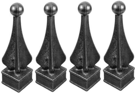 Abaodam 4pcs Wrought Iron Guardrail Accessories Fence Finial Tops Decorative Railing Post Cap for Garden Patios Porch Fence Guard Topper