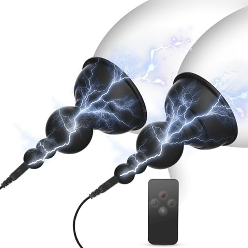 BDSMYEE 2 Suceurs Mamelons avec Fonction conductrice, Tétons Stimulation Ventouse de mamelon pour Femmes Hommes Couples, 19 niveaux d'intensité réglables, Jouet sexuel pour Débutant