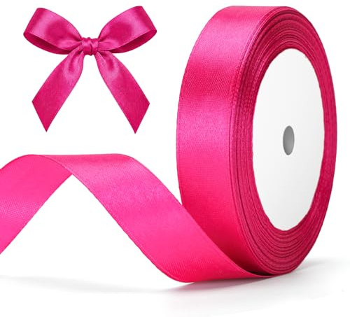G2PLUS Heißes Rosa Satinband 20mm: Dekoration Geschenkband, 22m Schleifenband zum Bastel, Dekoband für Geschenkverpackung, Dekoration