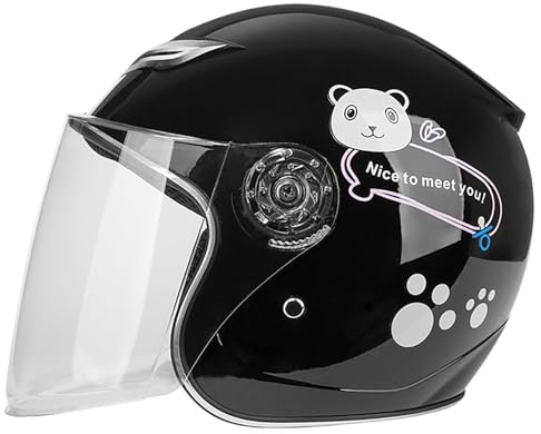 Öppen Motorcykelhjälm, Barnhjälm För Cykling, Skateboard Och Scooter, ECE-Certifierad Scooterhjälm Med Visir, Halvhjälm För 4-12 År Pojkar Och Flickor A,(50-56CM)