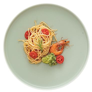 HPTHLY Piatto per Pizza in Ceramica Smaltata Color Crema Opaco, Piatto per Pizza da 26 Cm, Piatto per Torta, Snack E Insalata,Green