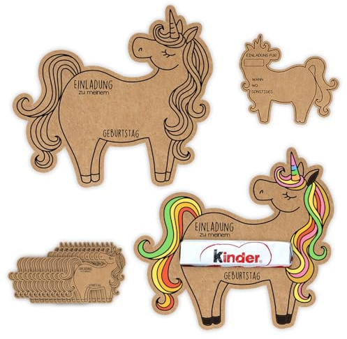 GROVBLE 12 Stück Einhorn Einladungskarten Kindergeburtstag – Mädchen Party | Einhorn Party Einladung | Mit 12 Umschlägen | Ausfüllbare Geburtstagseinladungen für Mädchen | Motto Kindergeburtstag Deko