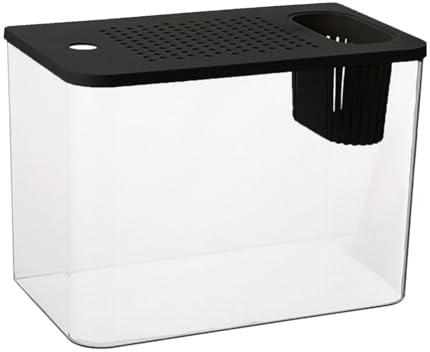 Shatterprevent Klares Fischglas mit Anti-Sprung-Deckel, Wasserpflanzentöpfe für Zuhause mit Haustieren und Kindern, transparente Aquarien