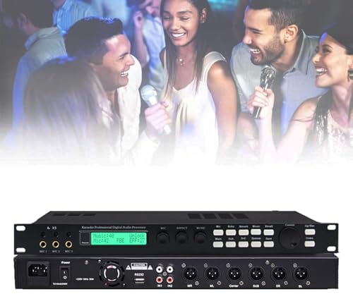 Digitaler Audioprozessor mit Anti-Heulen, 7-Band-Musik & 15-Band-Mikrofon-Equalizer, 3 Mikrofonkanäle für Karaoke- und Bühnenauftritte