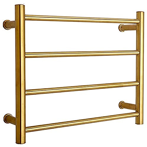 Electric Heated Towel Rack 4-Bar Electric Heated Towel Rail Radiator 58W Electric Brushed Heated Towel Rack for Bathroom, Wall Mounted 304 Stainless Steel Drying Rack with On/of (Plug in