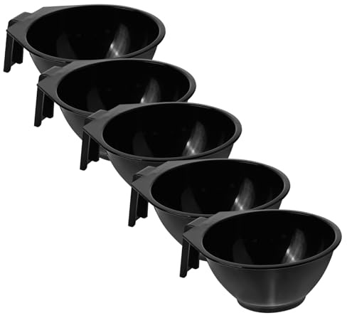 Homoyoyo 5 pièces Set de Bols à Teinture pour Cheveux Professionnels Bol de Mélange Noir pour Salon de Coiffure Récipient Pratique pour Coloration et Teinture DIY