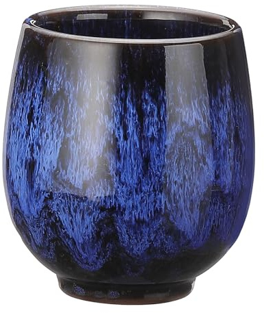 QUARKZMAN Tasses à Thé Chinoises en Céramique 5.41oz Set à Thé Traditionnel Gong Fu Tasse à Thé Japonaise Sans Anse Petite Tasse à Thé pour Mate Thé Café bordeaux Boissons, Bleu Indigo