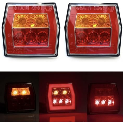 MelTruck 2x LED Rückleuchten Set Anhänger, LKW, PKW, Wohnwagen - E9 Zulassung, 12V 24V - Bajonett/Kabel (LED Nebelschlußleuchte + Positionsleuchte Bajonett)