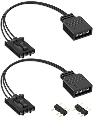 GELRHONR 4 Pin Female to 5V 3 Pin ARGB Female Adapter for Cor-sair RGB Hub, Commander Core, iCUE Commander Core XT and Lighting Node Core, 2Pack