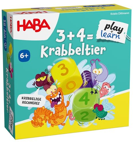 HABA 3 + 4 = Krabbeltier – Lustiges Mathe-Lernspiel für Kinder ab 6 Jahren – Rechnen Lernen bis 10 & Gedächtnistraining Einschulung & 1. Klasse – 2013336001