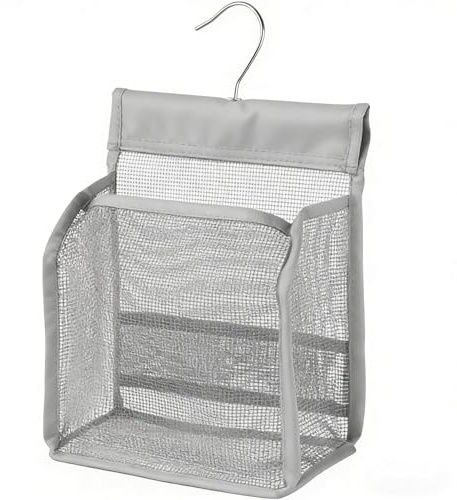 QyueQyat 1 Peg Bag, Clothes Peg Bag for Washing Line, Space Saving Peg Storage Solution, Grey Hanging Bag for Dorm Room and Travel Organization, Efficient Peg Bags for Washing Line Storage Needs