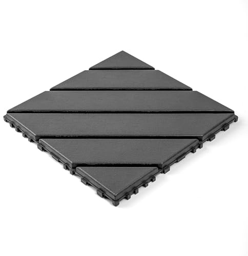 Plastic Interlocking decking Tiles, 44 Packs of Terrace decking Tiles, 12 inches x 12 inches Waterproof for All Weather use, Backyard Pool decking Tiles, Dark Gray BO71