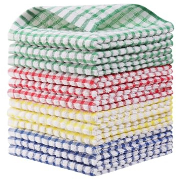 Egles 12 Packs Kitchen Dishcloths 12x12 Inches 100% Cotton Kitchen Dish Cloths for Washing Dishes Scrubbing Wash Cloths Dish Towels Sets (Mix Color)
