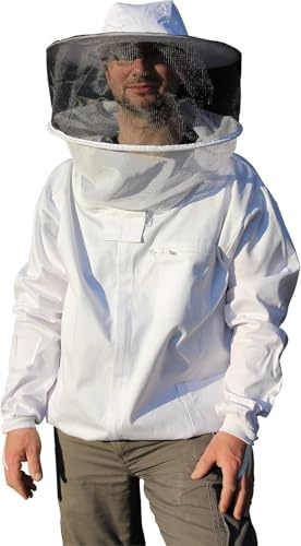 Förster-Fellnest Qualitäts - Imkerjacke aus atmungsaktiver Baumwolle, kräftig & leicht - weiter Schnitt, TÜV Zertifiziert, Größen von 128 bis 5XL - abnehmbare Haube/Imkerhut