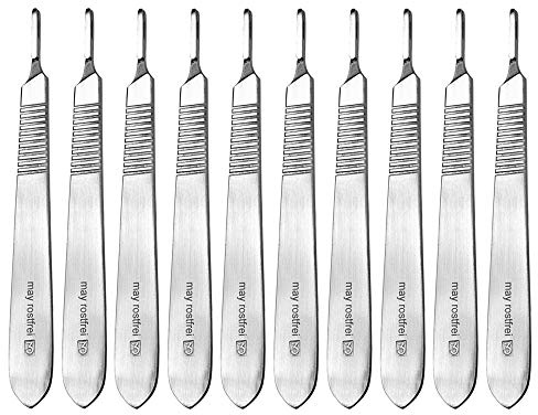 May Set 10x Skalpellhalter Figur 3 Skalpellgriff Edelstahl Modellbau | 10er Set robuster Skalpellhalter (Figur 3) aus Edelstahl für Modellbau, Grafik und Hobby