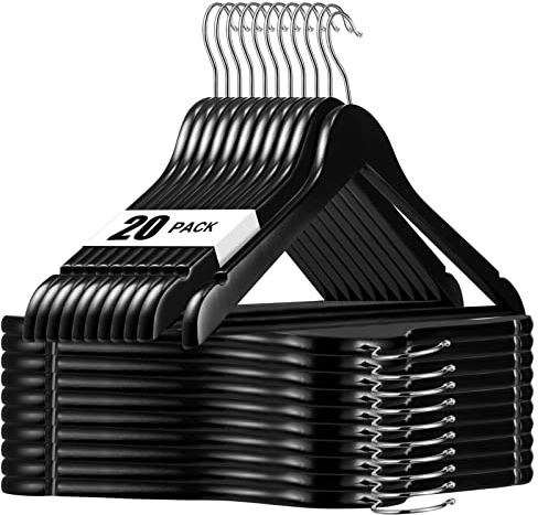 HOUSE DAY Wooden Hangers Black Coat Hangers for Clothes Hanger Adult Wood Clothes Hangers 20pcs