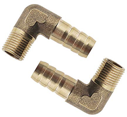 Create idea 3/8inch/10mm Barb Brass Hose Fitting 90 Degree Elbow | 2Pcs, Fuel Hose Joiner, Pipe Connector Adapter, Male Thread BSP 1/4 Inch, For Air Water Fuel Oil