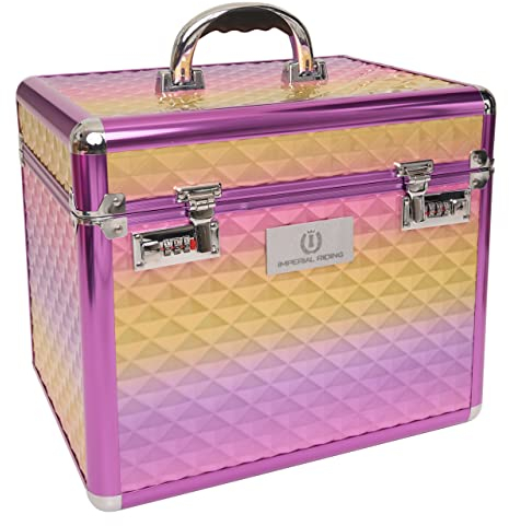 Imperial Riding Shiny Putzbox, Putzkoffer mit Zahlenschloss, verstellbare Fächer, Aufbewahrungsbox für Putzzeug, mit Spiegel im Deckel, hochwertiger Putzkasten, 38x28x32cm, Einhorn