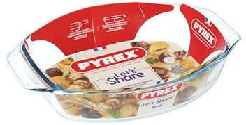 Pyrex Irresistable Easy Grip Oval Glass Roaster 35 x 24cm Transparent (Pack of 2)