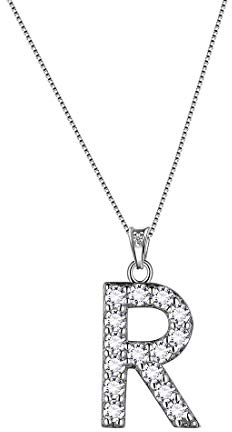 Aurora Tears Buchstabe R Halsketten 925 Sterling Silber Initiale R Alphabet Anhänger mit Zirkonia Schmuck für Frauen und Männer DP0261R