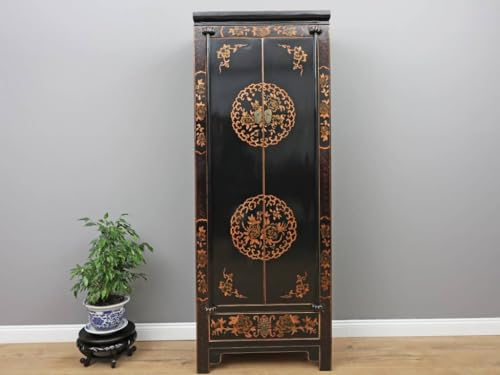 Yajutang Chinesischer Hochzeitsschrank 2 Türen 1 Schublade bemalt