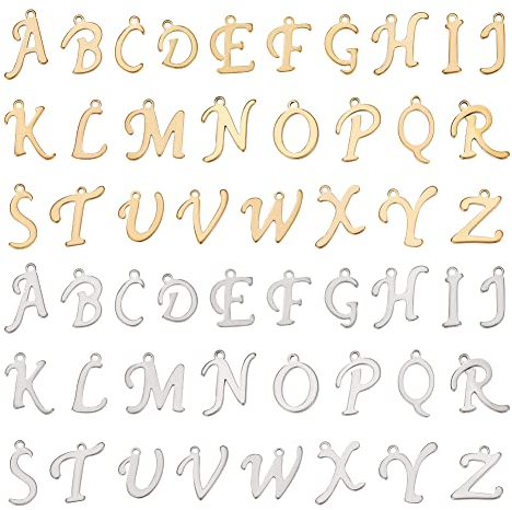 UNICRAFTALE Alphabet-Charm-Anhänger aus Edelstahl, A-Z, hypoallergen, für DIY-Schmuckherstellung, 2 Farben, Edelstahl