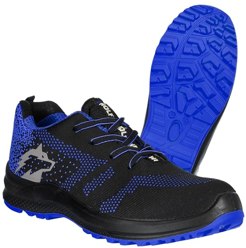 BWOLF Show S1/O1 - Zapatos de Seguridad para Hombre, Resistentes al Aceite, Antideslizantes, con tecnología de Agarre 4x4, tecnología Airflow, antiestáticos, Azul O1, 40 EU