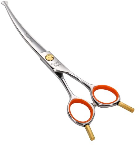 Fenice Peak 6'' Small Curved Scissors Lightweight Dog and Cat Grooming Scissors with Safety Round Tip JP440C Stainless Steel Sharp Blades for Body Facial Nose Ear and Paw Hair Easy Use