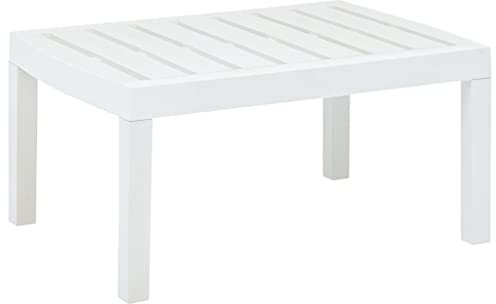 Makastle Garten Couchtisch Witterungsbeständig Gartentisch Beistelltisch Balkontisch Teetisch Terrassentisch Loungetisch Gartenmöbel, Weiß 78x55x38 cm Kunststoff