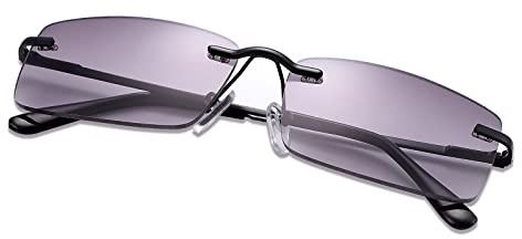Vepiant Gafas de lectura completas sin montura con protección UV400, bisagras de resorte, lentes de sol antiluz azul, lectores solares para hombres y mujeres, no bifocales, Negro, 2.5