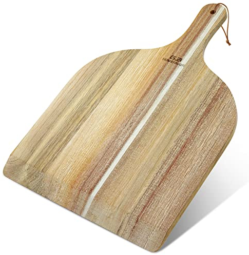 G.a HOMEFAVOR Acacia Wood Pizza Peel, 12'' with Comfortable Handle, Professional Oven Accessories for Home Pizza Baking, Bread Fruit Cutting Board