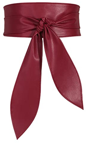 FEOYA Frauen Obi Gürtel Breiter Wickelgürtel Kleid Taillengürtel Dunkelrot S-M