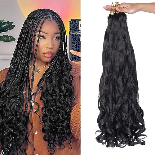Xtrend Pre Stretched French Curly Braiding Hair 18 Inch 8 Packs Bouncy Loose Wave Braiding Hair Hot Water Setting Yaki Texture Synthetic French Curls for Women Black Hair Extensions(18 Inch,1B#)…