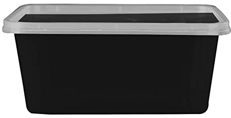1000 ML Plastic Black Food Containers With Clear Lids Reusable 1 Compartment Meal Prep Containers Food Tubs Lunch Boxes Storage Trays Microwave Freezer & Dishwasher Safe For Takeaway (100)